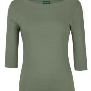 Colours of Cotton Ladies 3/4 Sleeve Boat Neck T-Shirt