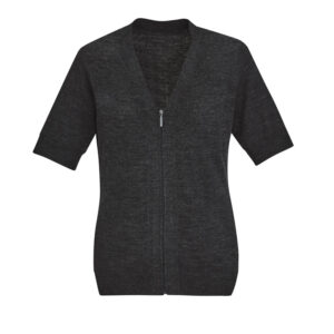 Womens Zip Front Short Sleeve Knit Cardigan