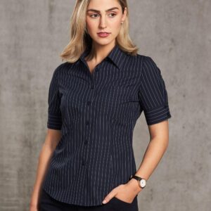 Women's Pin Stripe Short Sleeve Shirt