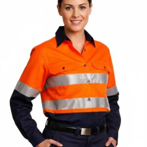 Ladies' Hi-Vis L/S Safety Shirt 3M Tape