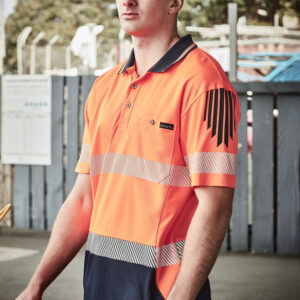 Mens Hi Vis Flux Segmented Tape Short Sleeve Polo