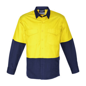 Mens Rugged Cooling Hi Vis Long Sleeve Shirt
