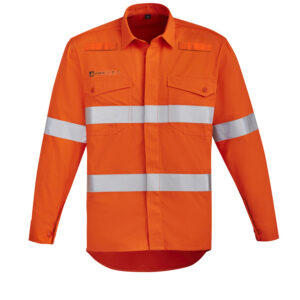 Mens Orange Flame Hi Vis Open Front Shirt - Hoop Taped