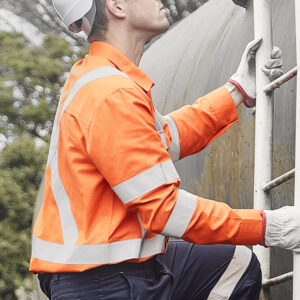 Mens Orange Flame Lightweight Ripstop X Back Taped Shirt