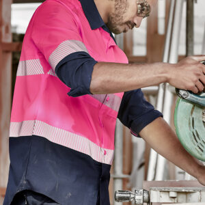 Mens Hi Vis Outdoor Segmented Tape Long Sleeve Shirt