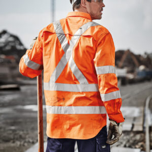 Mens Hi Vis X Back Taped Long Sleeve Shirt